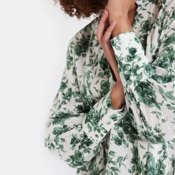 MILLE Esther Caftan Dress 💐"Green Bouquet" Medium - Picture 7 of 11